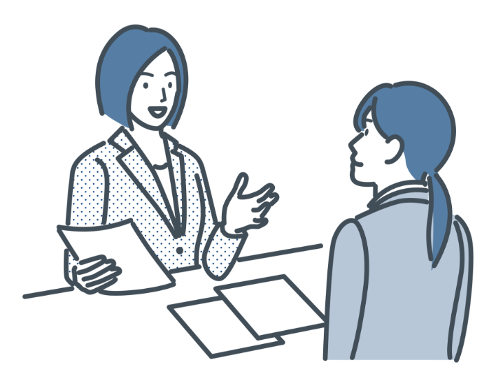 相手に提案している女性のアイコン