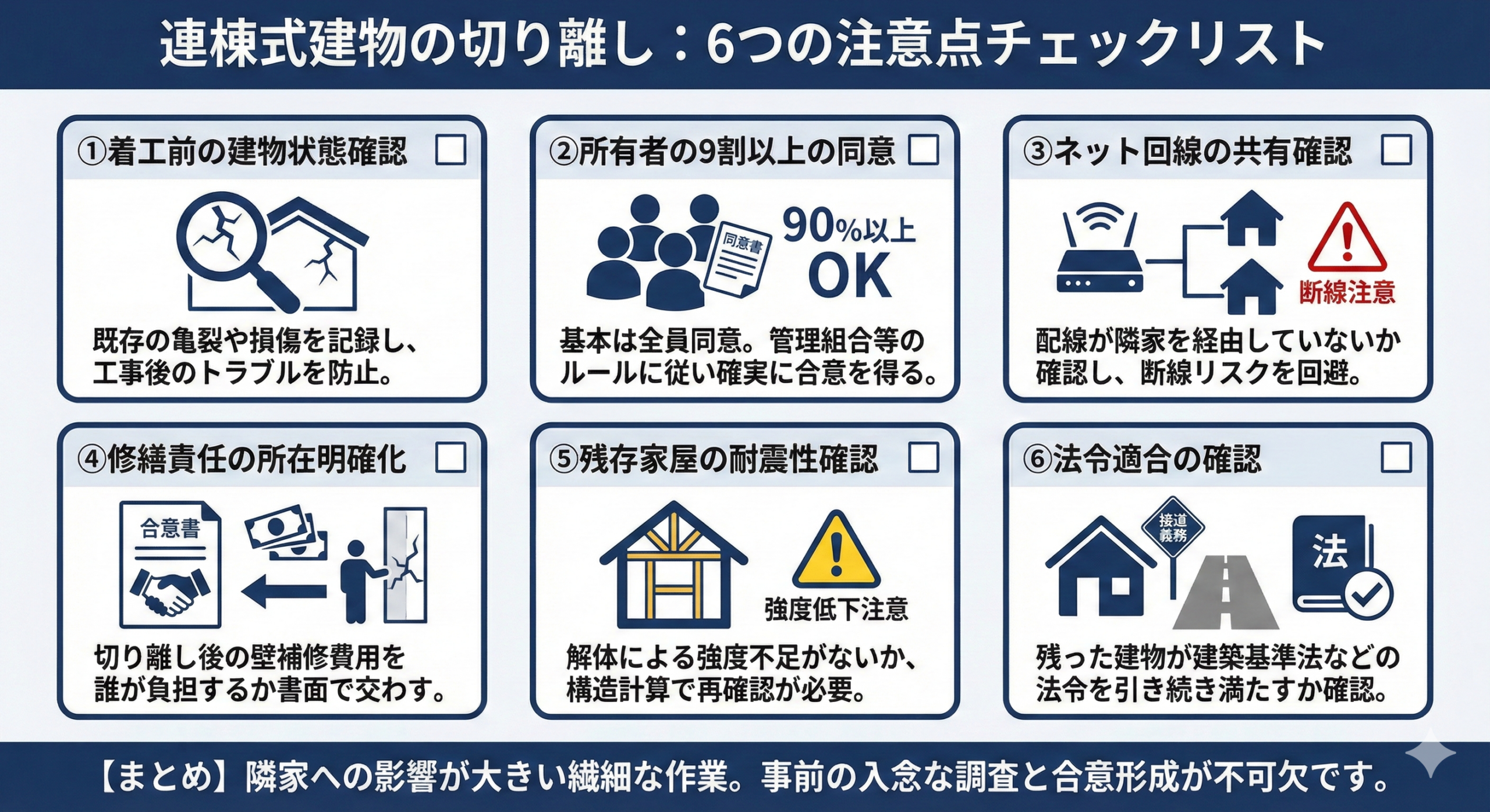 連棟式建物の切り離し6つの注意点