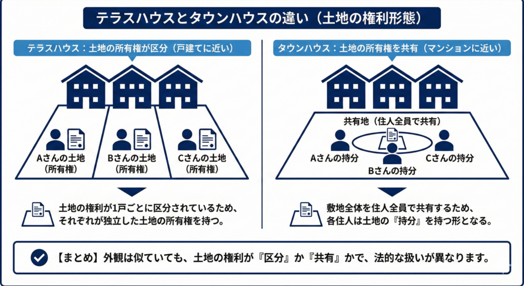 テラスハウスとタウンハウスの違い