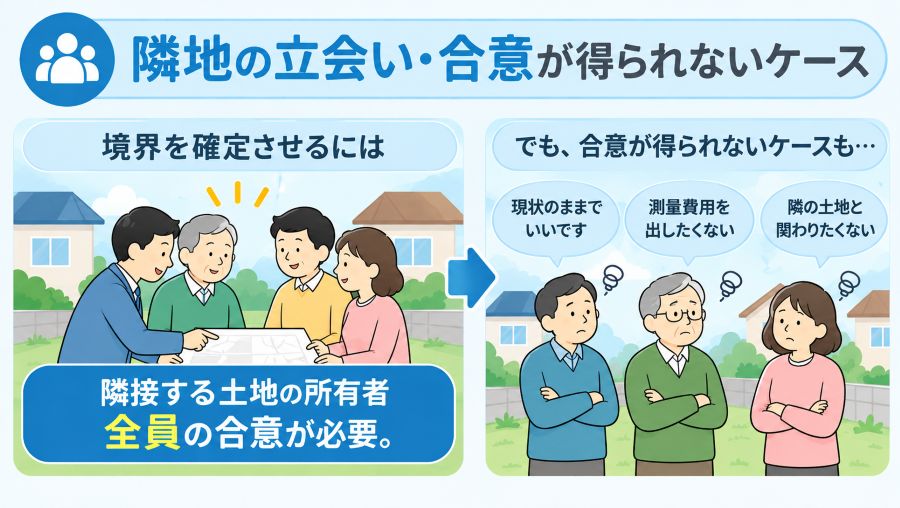 隣地境界の合意問題イラスト